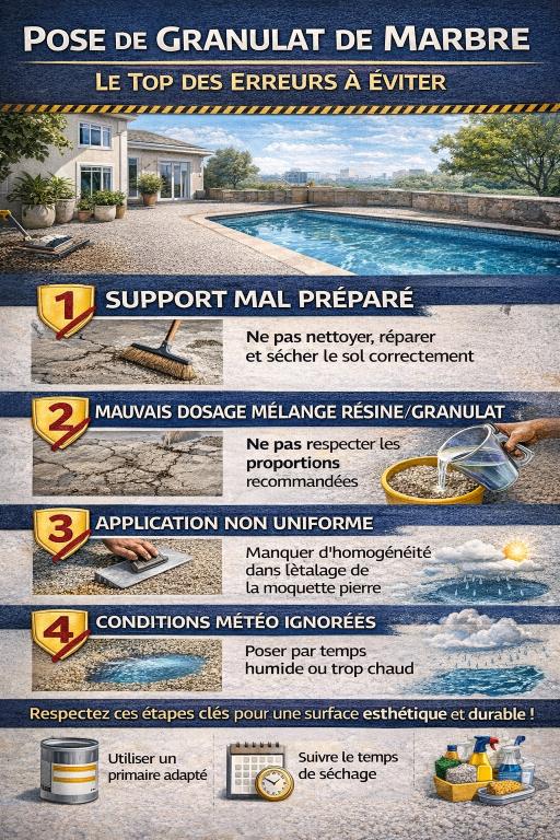 erreur eviter granulat marbre